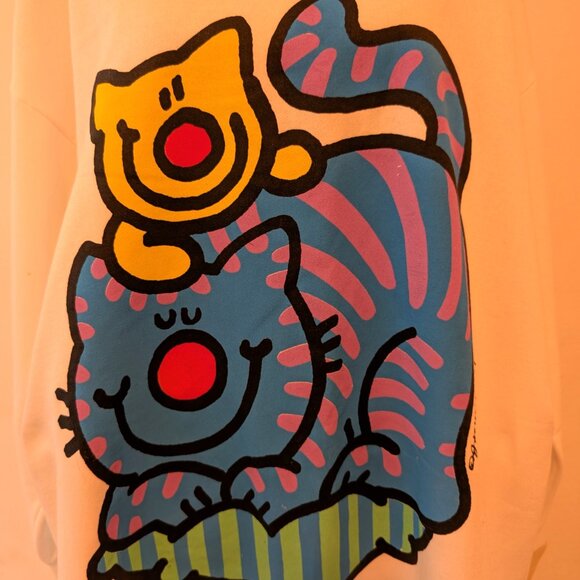 Vintage 91 NWT Womens Size L Cartoon Kitty Cats Oversized Sweatshirt Top Dress - Picture 4 of 12